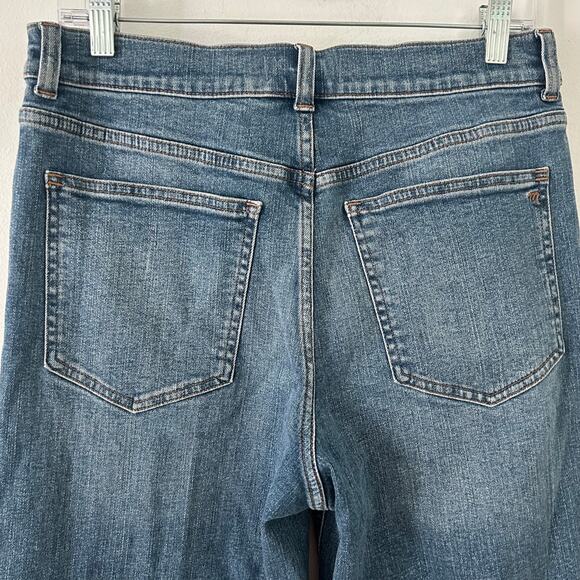 Madewell Women's Flared Wide Leg Crop Raw Hem Medium Wash Denim Jeans 29 New - Picture 6 of 9